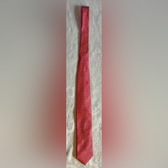 Men’s Tie Salmon w white anchors - Picture 2 of 3